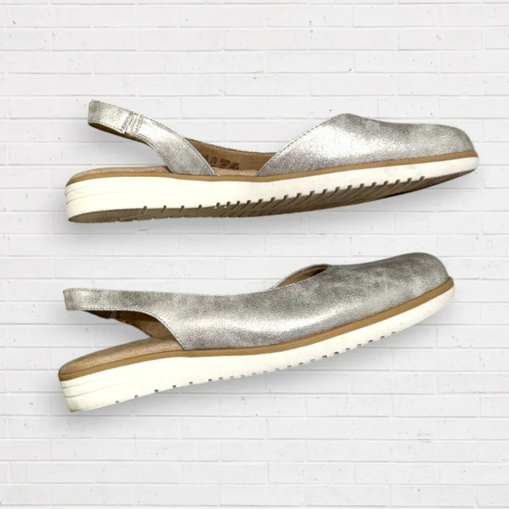 NATURALIZER Soul Idea Dorsey Metallic Slingback Ballet Comfort Flats Women's 9